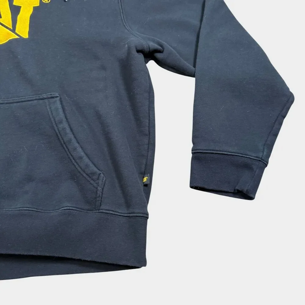 Caterpillar CAT Hoodie Men XL Black Yellow Embroidered Logo Workwear Sweatshirt - Picture 7 of 11